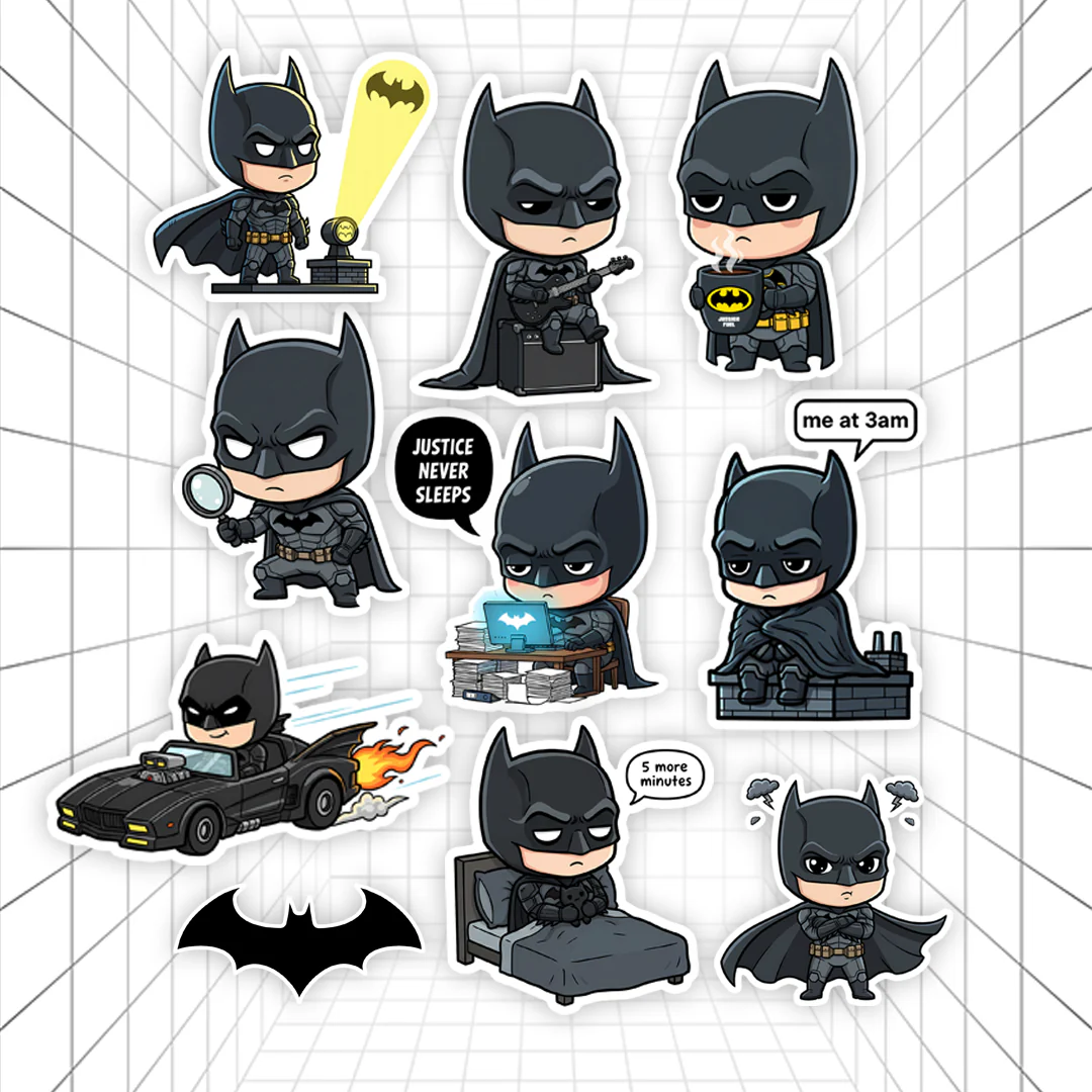Chibi Batman Stickers #01 | Stickerized | 10 Stickers - Image 2